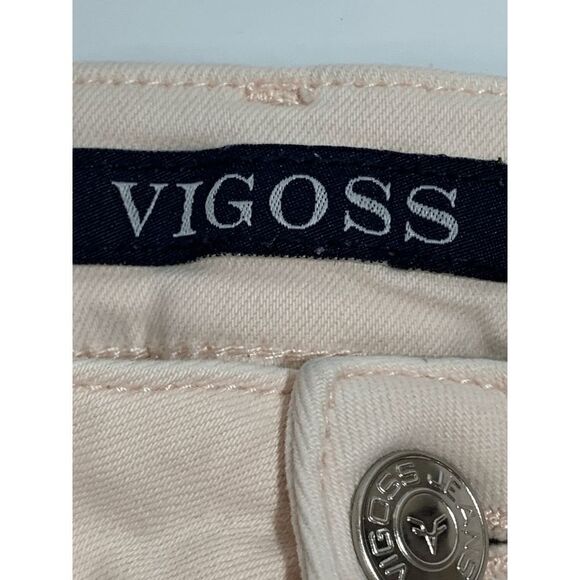 Vigoss Light Pink Distressed Frayed Hem Marley Super Skinny Mid Rise Denim Jean - Picture 9 of 11